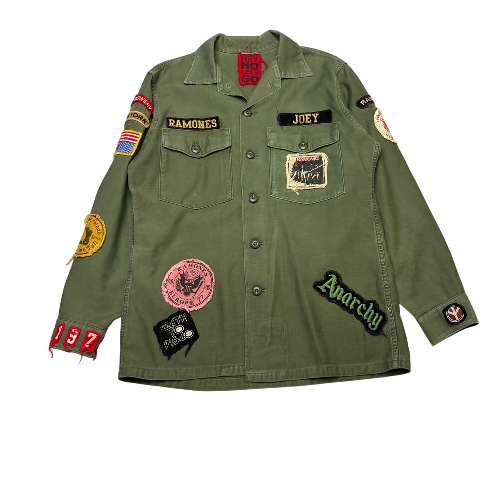 Madeworn The Ramones Faded Green Military Patch Jacket Medium Army Punk Grunge